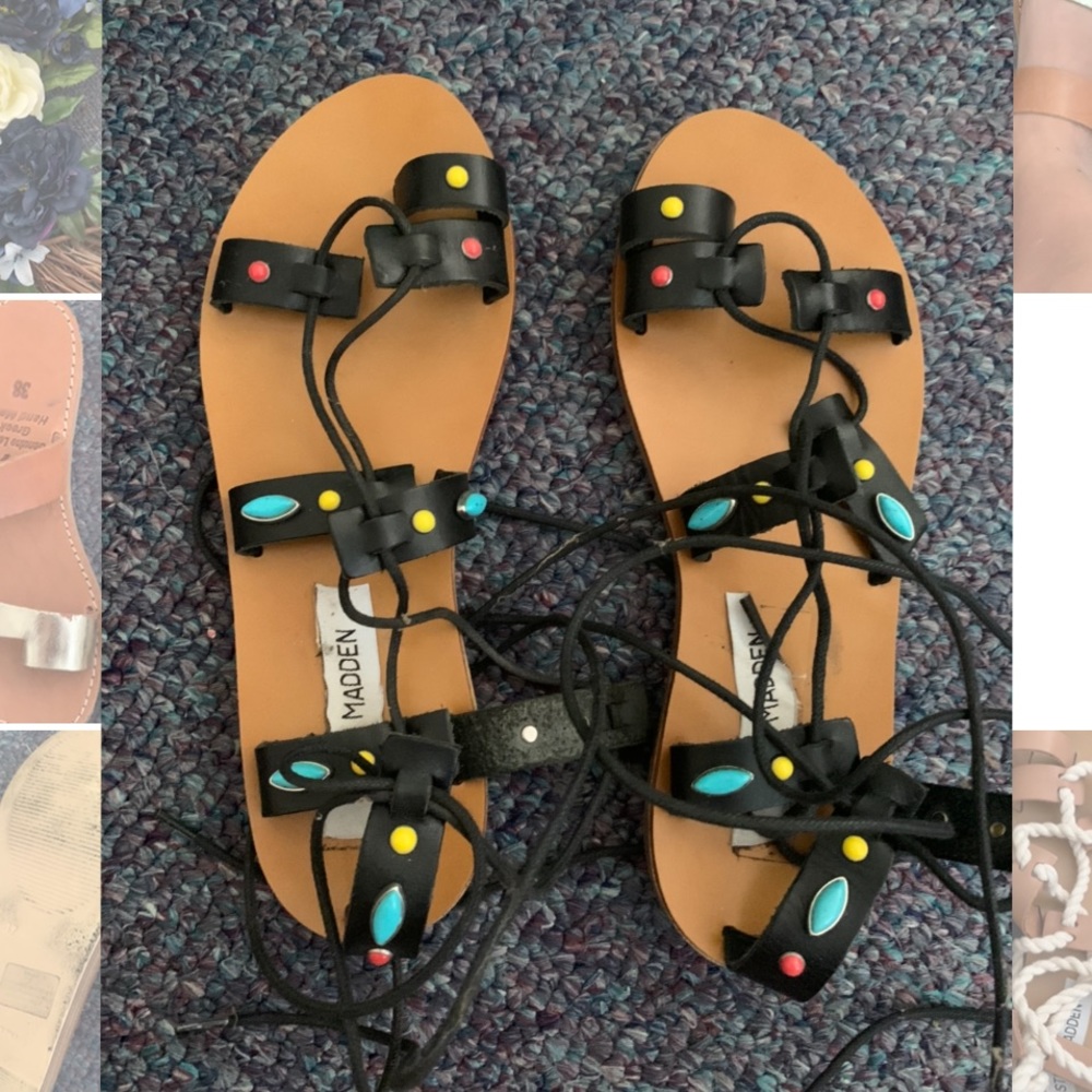 Steve Madden Lace Up Sandals Black/Multi